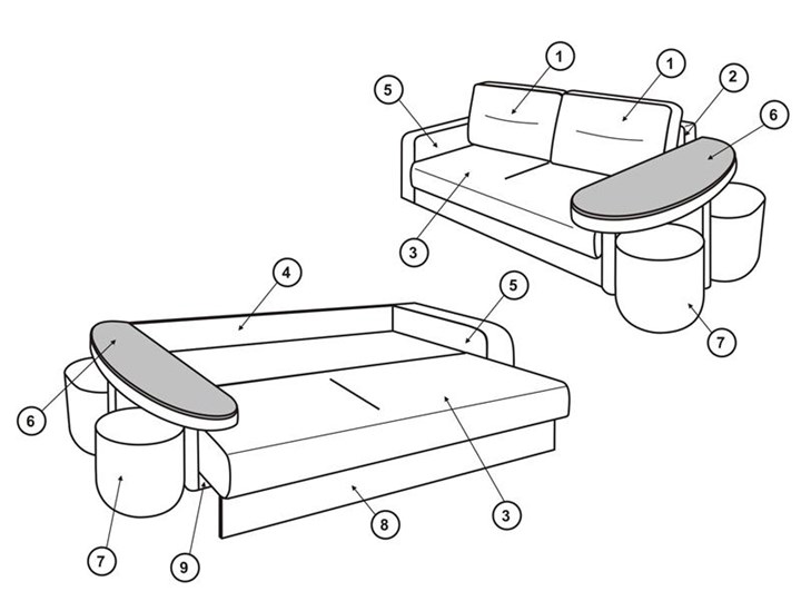 Прямой диван Сантана 4 БД со столом (НПБ) в Альметьевске - изображение 1